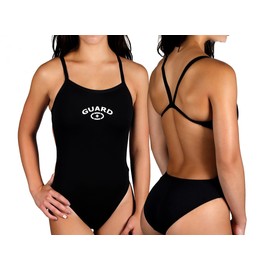 Adoretex Girl's/Women's Guard Polyester Thin Trap Cross Back Swimsuit (FGP05) - Black - 42