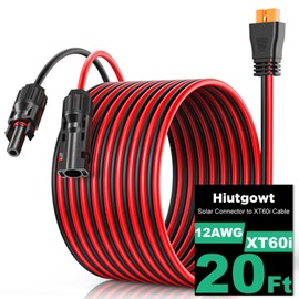 Hiutgowt Oududianzi 12AWG XT60i Solar Cable 20FT, Solar to XT60i Cable 3 10 15 25 30 40 50FT, Charging Adapter for Portable Power Station - 20Ft
