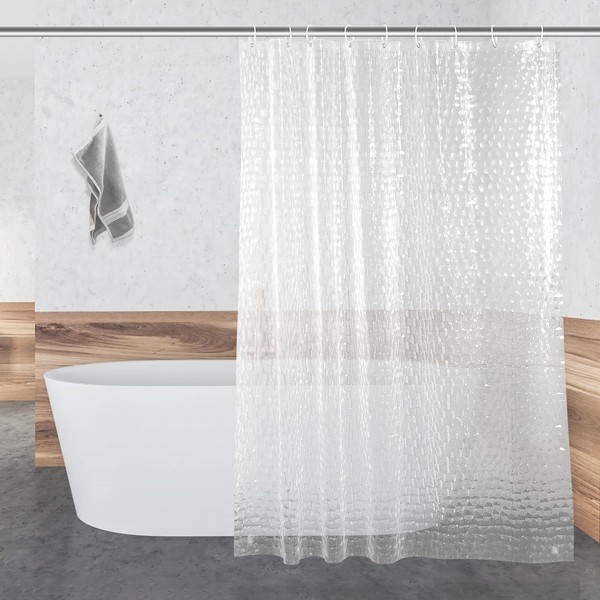 OTraki Shower Curtain, Transparent, Ring Included, EVA Material, Bathroom Curtain, Mildew Resistant, Waterproof, 70.9 inches (180 cm), Easy Installation, Bath Curtain, Divider, Luxury, Blindfold,