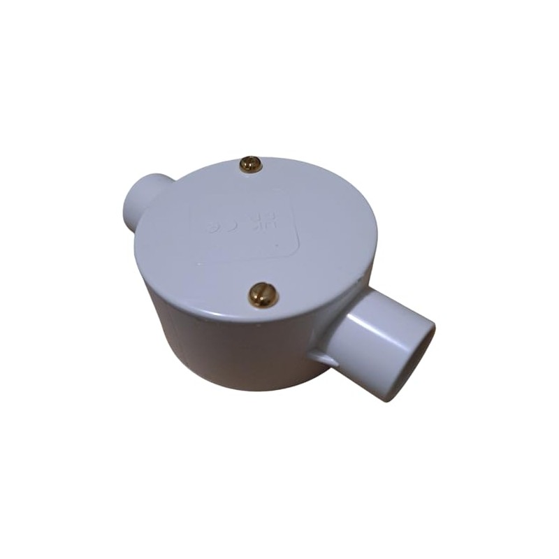 White 20mm PVC Conduit Box 2 Way Through Terminal Box