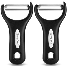 Spring Chef Stainless Steel Vegetable Y Peeler for Kitchen, Dishwasher Safe Potato Peelers with Ultra Sharp Blades & Soft Grip Handle, Perfect for Apple, Carrot, Cucumber, Veggie - Set of 2 - Black