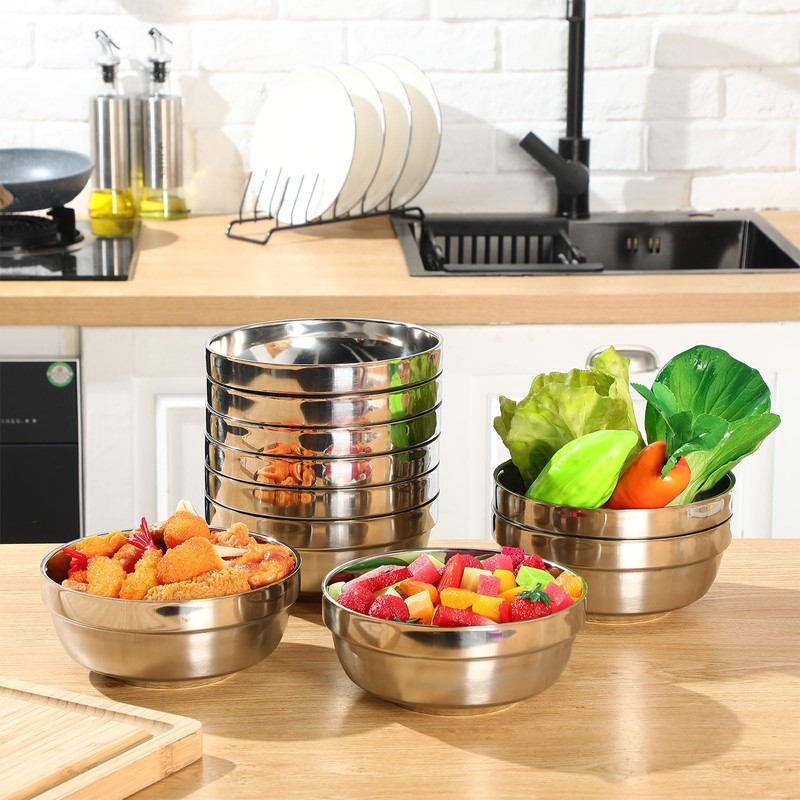 Mimorou 20 Pack 304 Stainless Steel Bowls Set 34oz Metal