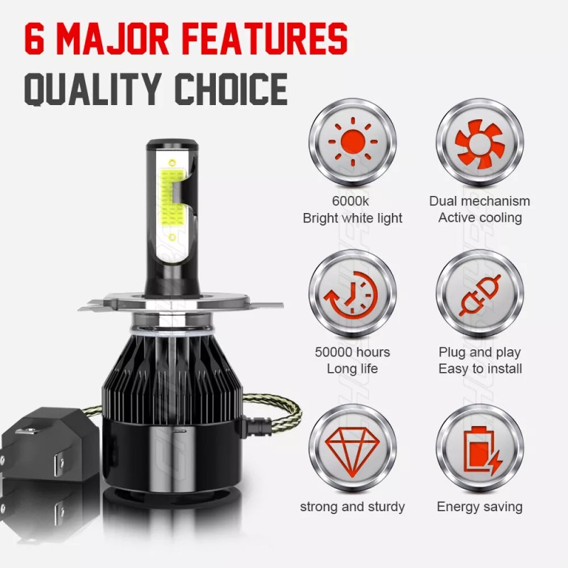 CHUSYYRAY For Honda Ridgeline 2006-2014 6000K H4 9003 LED Headlights