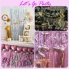 Pink Glitter Metallic Tinsel Foil Fringe Curtains Backdrop Streamers, 2Pcs