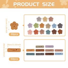 HUIANER 80PCS Handmade Leather Labels, Handmade Tags for Crochet Faux Handmade with Love Embellishment Knit DIY for Jeans Bags Shoes Hat Crafts Knitting Sewing