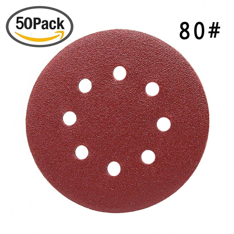 Maveek 50 Pieces 8 Holes Sanding Discs 80 Grit 5
