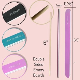 42pc Value Set Nail File Emery Boards & Cuticle Sticks: 6 Black (Clean) 6 Blue (Condition) 6 Pink (Shine) 24 Wood Sticks Cuticle Pushers All Nails Natural Acrylic Gel Press-On Travel TSA Friendly