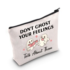 Mental Health Matters Gift Don't Ghost Your Feelings Talk About Them Cosmetic Bag School Counselor Gift (Don't Ghost Your CA Bag)