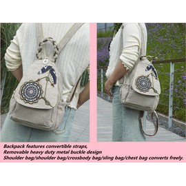 YIMOYICAI Small Travel Backpack Boho Hippie College Sling Travel Hiking Anti Theft Vacation Bag Canvas Drawstring Crochet Macrame Purse Carry On Backpack for Airplanes Sunflower