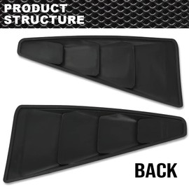 CROSSDESIGN Quarter Side Window Louvers Board Compatible with Ford Mustang 2005-2014 Black