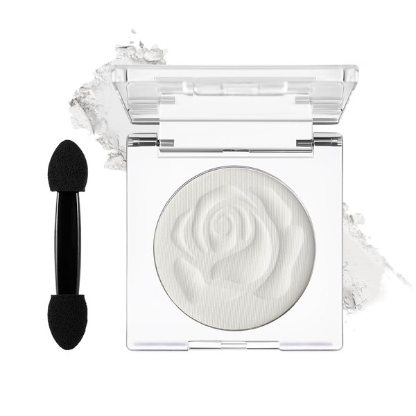 DE'LANCI Single Pearl White Eyeshadow Palette, White Matte Eyeshadow Makeup,