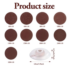 90 Pcs 50mm Sanding Discs, Sanding Pads,Hook and Loop Discs with 1/4" Shank Backing Plate and Soft Foam Buffering Pad, Grit P40/60/80/100/120/180/240/320 Orbital Sander Pads Round Sandpaper