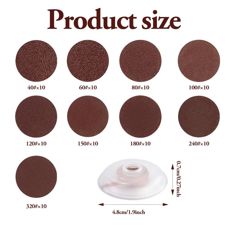 90 Pcs 50mm Sanding Discs, Sanding Pads,Hook and Loop Discs