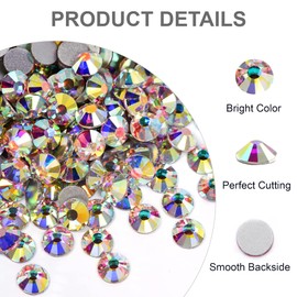 Blinginbox 1440pcs Neon Flatback Rhinestones for Nails, Non-hotfix Rhinestone Glass Gems Crystals Rhinestones for Nail Crafts Clothes Tumblers Face Makeup, Crystal AB, SS10