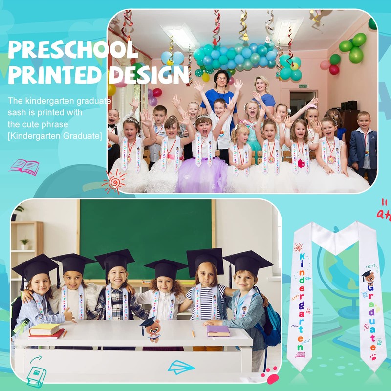 Therwen 24 Pcs Kids Graduation Stole Kindergarten Printed Mexican Graduation