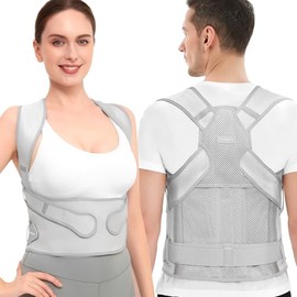 Back Posture Corrector Support for Men: Posture Brace for Women - Shoulders Straightener Relieve Upper Back Pain (Gray, Large)