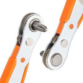 Ratchet Wrench, PH2 Phillips Magnetic Screwdriver, Mini Ratcheting Screwdriver with 1/4" Drive High Torque Offset Reversible Mini Ratcheting Offset Screwdriver (1*Wrench & 1* Phillips Bit)