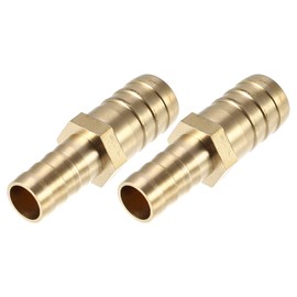 X AUTOHAUX 2 Pcs 16mm - 12mm Straight Shaped Barb Brass Hose Fitting Connector