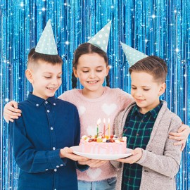 Pack of 4 Tinsel Curtains, Dark Blue, Glitter Curtain, Tinsel Streamers, Blue Fringes, Curtain Glitter Dark Blue, Decoration for Sünnet, Christening, Police, Birthday, 90s Party (1 m x 2 m)