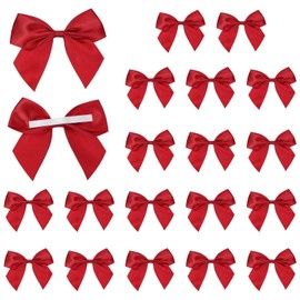 YELARXI Mini Bows Small Satin Ribbon Bows with Double-Sided Tape, 3 Inch Fit for Crafts Wedding Party Decor Gift Wrapping Sewing DIY (20 Pack, Dark Red)