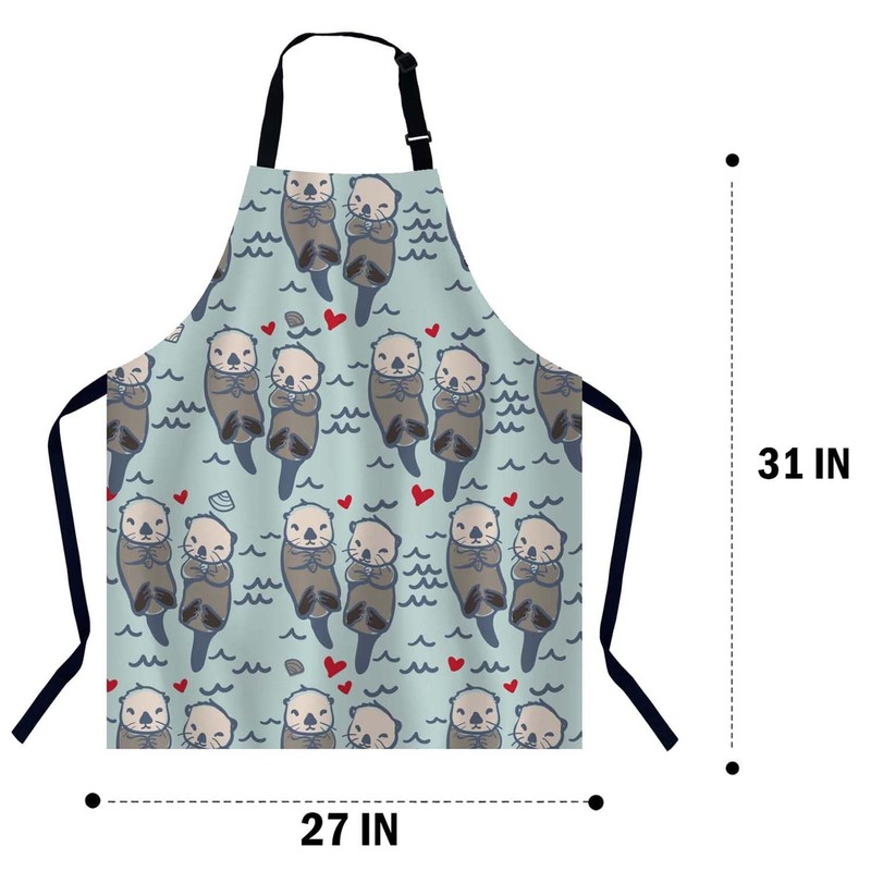BGBDEIA Sea Otter Love Pattern Kitchen Apron for Women Men,