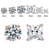 DwearBeauty 6 Pairs Rose Gold Cubic Zirconia Earrings Pack，Round Cut