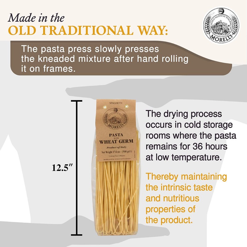 Morelli Spaghetti Pasta with Wheat Germ - Spaghetti Noodles Imported
