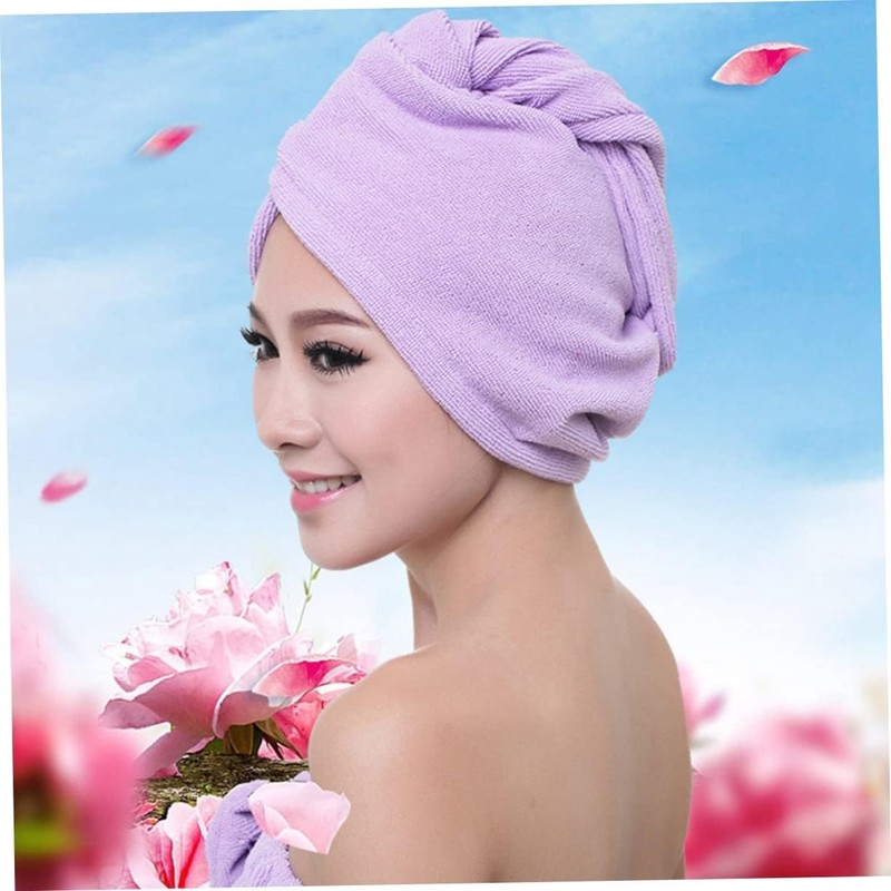 Toalla Microfibra Gorro para Secar El Cabello 70g Morado Fácil
