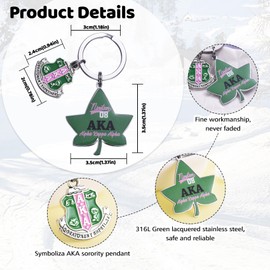 1908 Aka Sorority Keychain Ivy Leaf Keyring Aka Sorority Gifts for Women Girls Alpha Kappa Decorations AccessoriesSorority Paraphernalia Gifts - Green