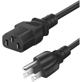 5Ft Universal PC Power Cord, 3 Prong AC Cable Replacement for HP, DELL, ACER, ASUS, Lenovo Laptop