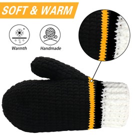 FunisFun Beer Mitten Gloves, Knit Stitched Drink Mitt Holder for White Elephant Gag Gift