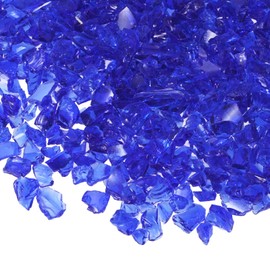 M METERXITY High Luster Fire Glass Gravel Stone, Glass Gems, Crushed Glass, Broken Glass Pieces for Crafts/Vases/Aquarium/Garden Decorations 3-6mm, 900g/1.98-Pound [Dark Blue]