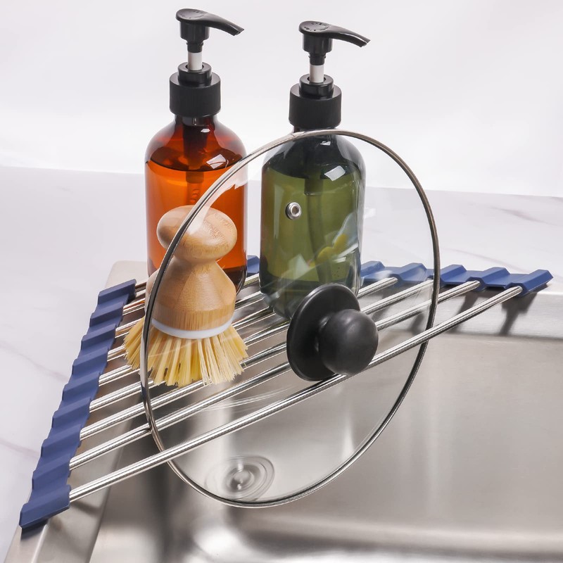 Tomorotec Triangular Roll Up Dish Drainer for Sink Corner Small