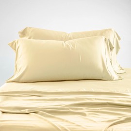 Olive + Crate Tencel Eucalyptus Cooling Pillow Cases for Hot Sleepers - Moisture Wicking, Temperature Regulating, King Size Silk Pillowcase - Smooth Sateen Weave, (2 Pack) - Butter Cream (40" x 20")