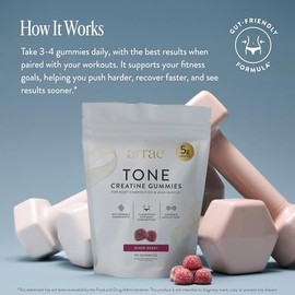 Arrae Gomitas Tonificantes – Monohidrato de Creatina 5 g para Mujeres – Favorece la Masa Muscular, la Fuerza y la Recuperación – Suplemento Tonificant