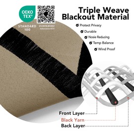 Deconovo Rod Pocket Curtains 24 Inch Length, Bathroom Window Curtain Panels, Short Curtain Windows Tiers, Cafe Curtains 2 Panels, RV/Basement Small Window Curtains, Khaki, W30 x L24