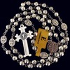 elegantmedical HANDMADE SILVER ROSE BEADS CATHOLIC Saint St Benedict ROSARY