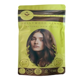 Hollywood Henna Hair Color (Light Brown) Organic Color Hair Beard Dye (Pack of 1-0.227g) Henna Based Hair Colors with Pure Herbs Free Chemicals Long Lasting Natural Hair Dye for Men & Women Gift