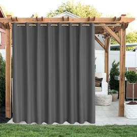 LORDTEX Linen Look Indoor/Outdoor Curtains, 105" W x 95" L, Dark Grey, Set of 2 Panels Waterproof, Privacy, Sun Blocking Textured Grommet Curtains for Patio, Pergola, Porch, Deck, Lanai, Cabana