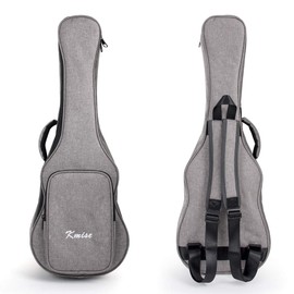 Kmise Ukulele Gig Bag Soft Carry Case Double Strap with 3 Picks, lightgrey, Backpack
