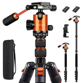 Camera Tripod, 81" Heavy Duty Aluminum Tripod for DSLR/Camera/Smartphone - with Handle, Converts to Monopod, Holds 35lbs