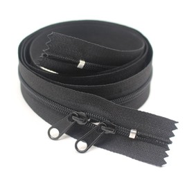 MebuZip 2PCS 44 Inch #3 Double Slider Zippers Head to Head Closed End Black Nylon Coil Zippers for Sewing, Purses, Bags, Handbags, Totes, Pillowcases, Bed Sacks (44" 2pcs)