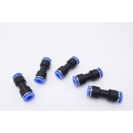 IVLPHA Push to Connect Fitting 1/4" Tube OD, Pneumatic Air Water Straight Union Two Way Connector/Coupler (Pack of 5)