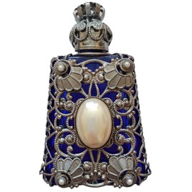 Gabriella's Gifts Czech Jeweled Decorative Blue w/White Stone Perfume Oil Bottle Holder