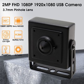 Svpro USB Camera with Holder, 1080P HD Webcam Camera Pinhole Lens 3.7 mm Wide Angle PC Camera H.264 Low Lux Camera for Windows Mac Linux Android Online Class Live Streaming Video Conference
