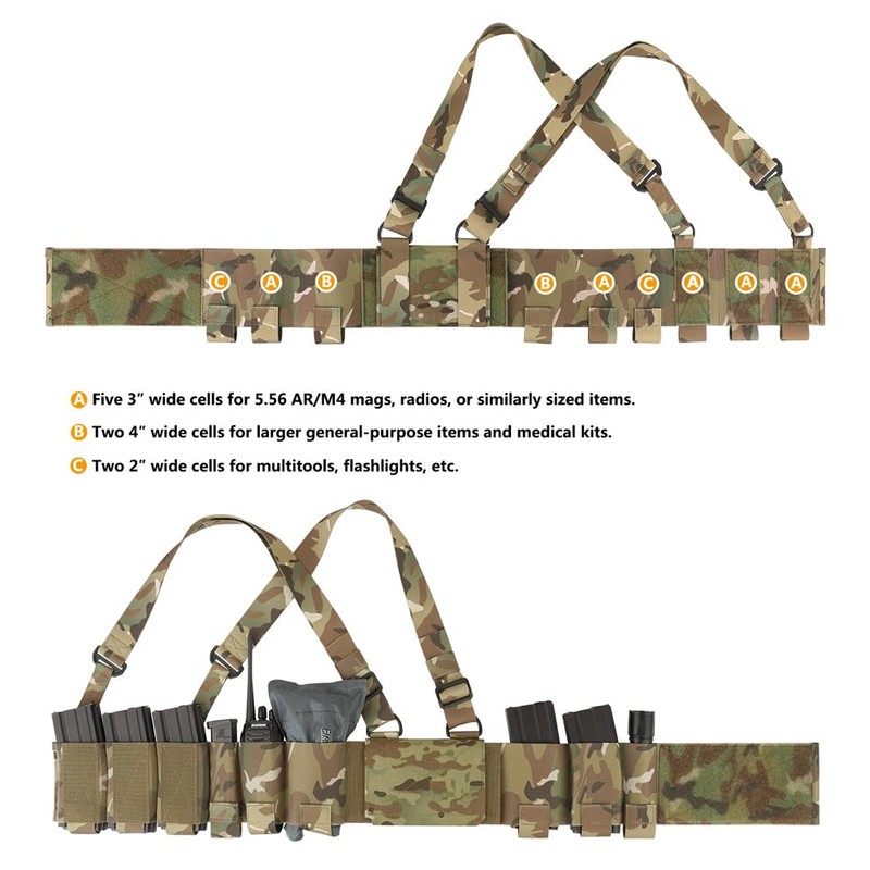 KRYDEX Tactical Chest Rig Elastic Rig Cummerbund with X Harness