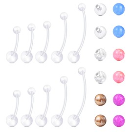 Longita Clear Belly Button Rings Plastic Belly Button Rings Plastic Belly Rings for Sports Surgery Pregnancy Belly Button Rings