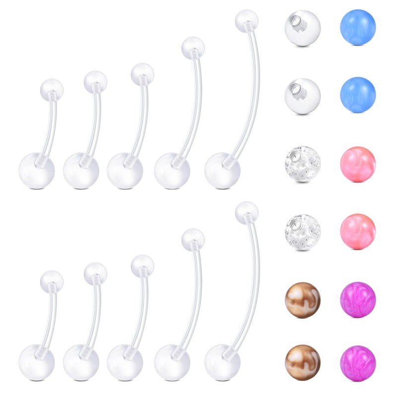 Longita Clear Belly Button Rings Plastic Belly Button Rings Plastic