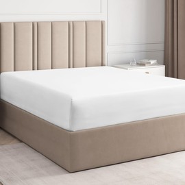 Small Double Bed Fitted Cotton Bedsheets - 100% Cotton Single Fitted Sheet - White Colour Bedding - Soft Cotton Bed Sheet 120cm x 190cm x 30cm 12" - Deep Pocket - 400 Thread Count - Fitted Sheet Only