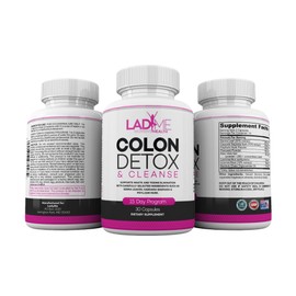 Pure Colon Cleanse & Detox 15 Day Program - Herbal Laxative Constipation Relief with Psyllium Husk, Cascara Sagrada & Senna Leaves - Special Women Intestinal Cleanser by Ladyme - 30 Capsules